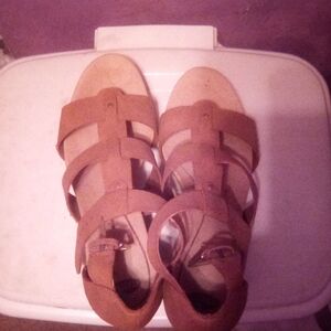 Tan wedge heels